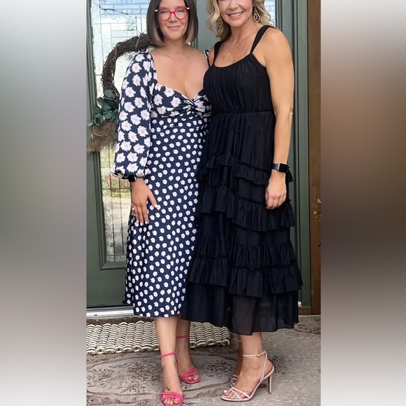 Sachin + Babi Blue and White Puff Sleeve Midi Dress - Picture 2 of 5